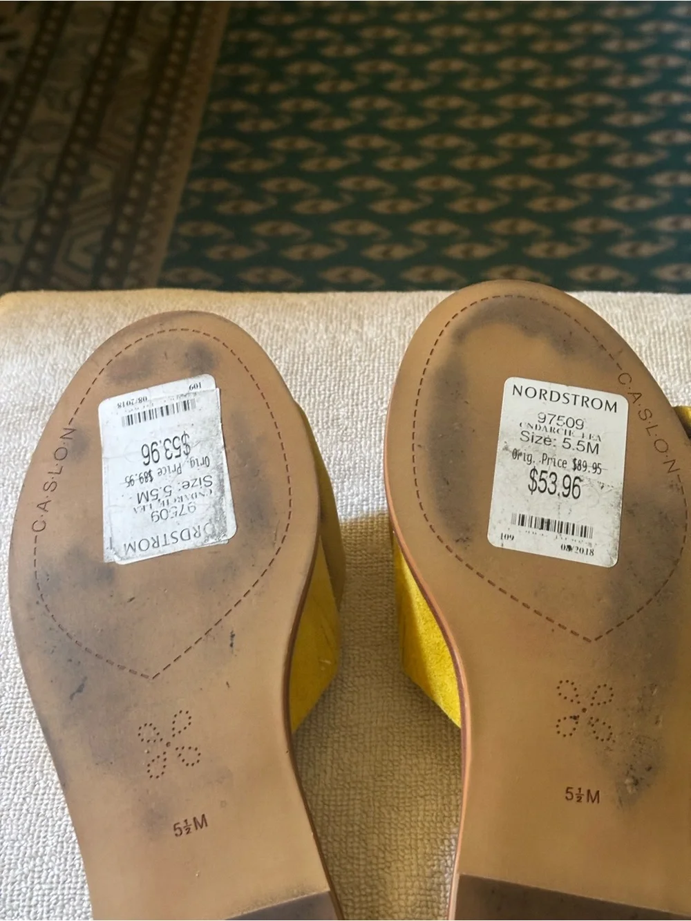 Caslon Mustard Bow Slide Sandals